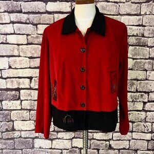 Positive Attitude Vintage Red & Black Long Sleeve Jacket Size 16